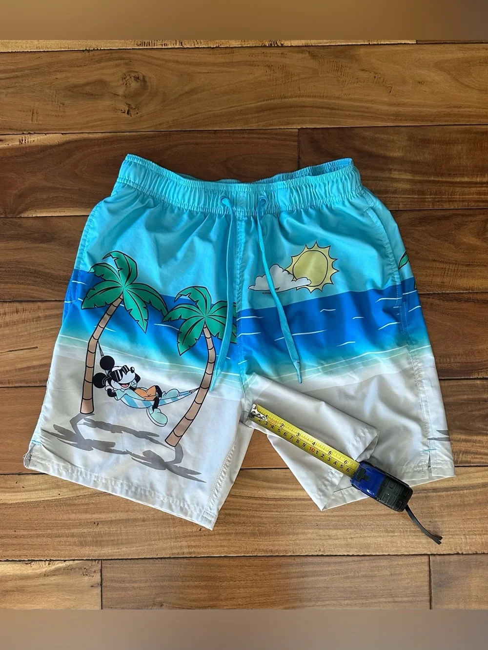 Disney Mickey Mouse Tropical Beach Swim Trunks Board Shorts Size M